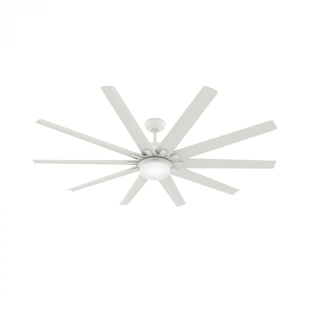 Hunter 72 inch Overton ENERGY STAR® Matte White Damp Rated Ceiling Fan with LED Lt Kit