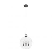 Hunter 19556 - Hunter High Oaks Noble Bronze with Seeded Glass 3 Light Pendant Ceiling Light Fixture