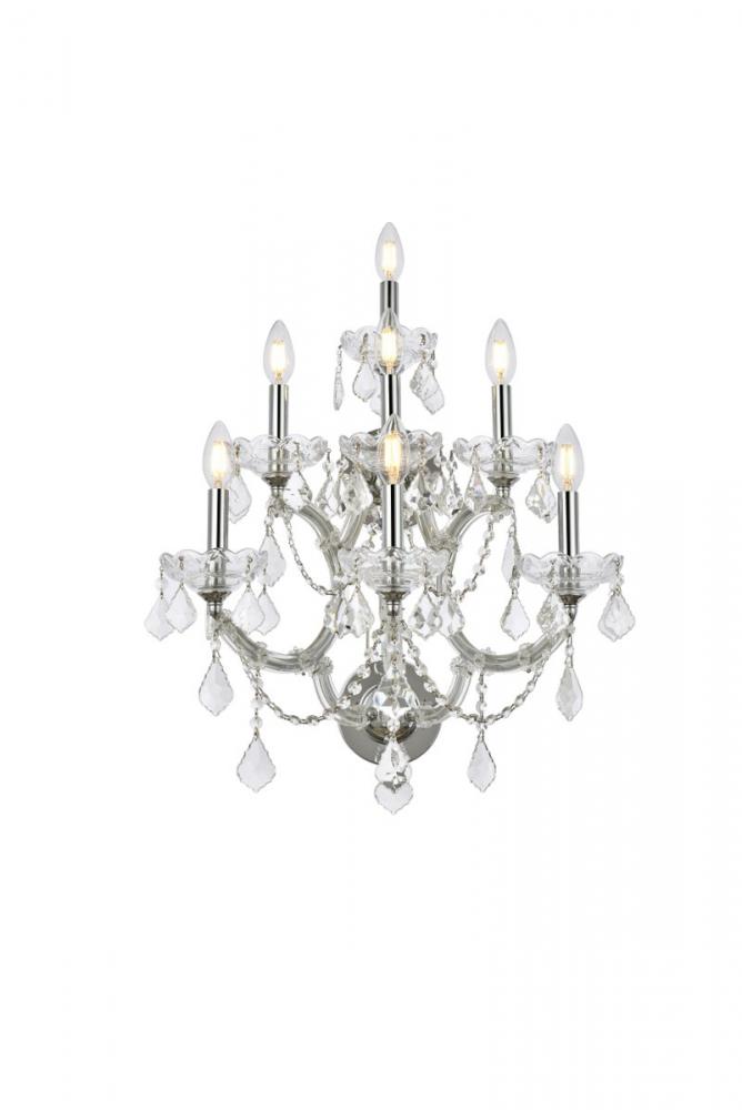 Maria Theresa 7 light Chrome Wall Sconce Golden Teak (Smoky) Royal Cut Crystal