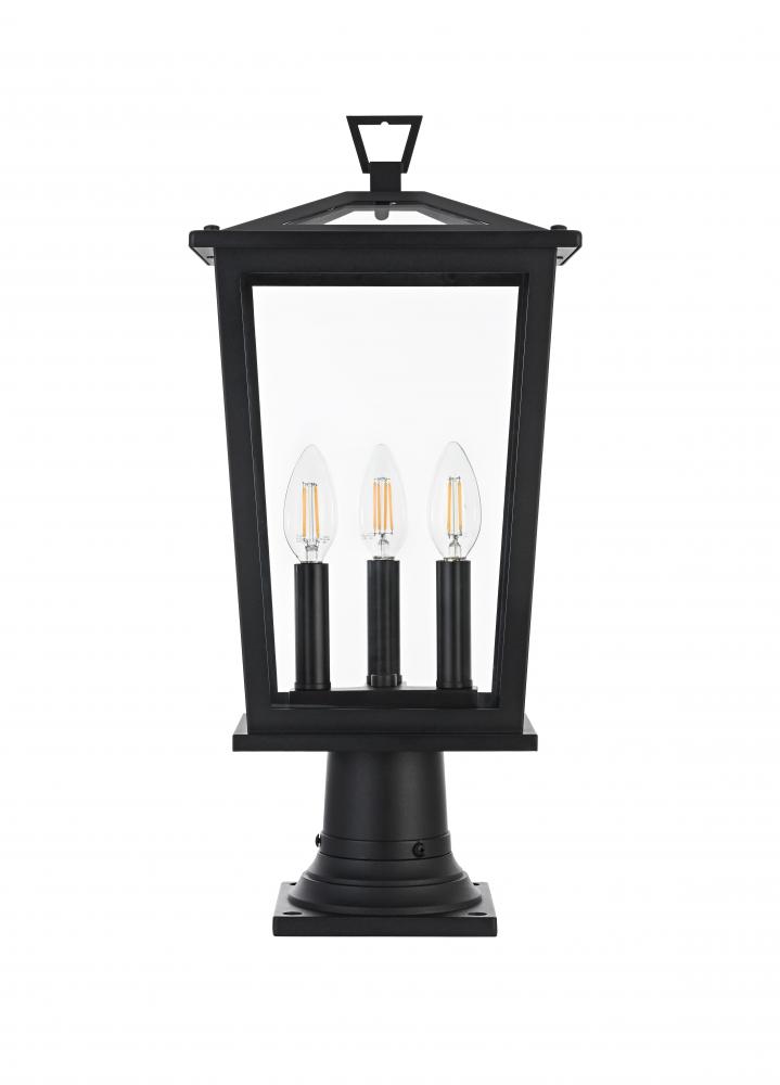 Outdoor Pole Light L9.5" W7" H20.5" L3 Black