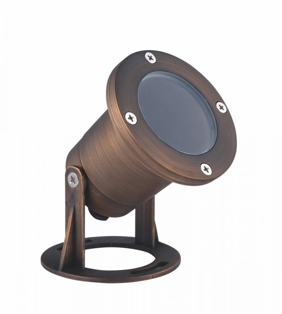 UNDERWATER LIGHT D3.875 H3.75 ANTIQUE BRASS CLEAR GLAS SMR16 HALOGEN 35W/LED GU5.3