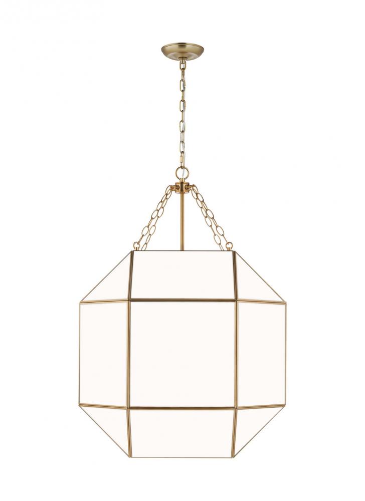 Morrison modern 4-light indoor dimmable ceiling pendant hanging chandelier light in satin brass gold