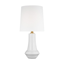 Visual Comfort & Co. Studio Collection TT1231NWH1 - Jenna contemporary 1-light LED medium table lamp in new white finish with white linen fabric shade
