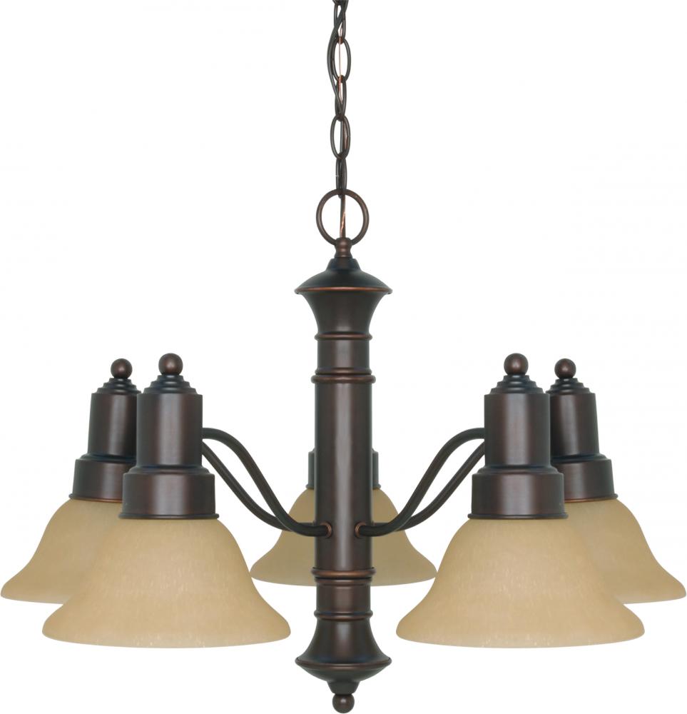 5-Light Chandelier in Mahogany Bronze Finish with Champagne Linen Glass and (5) 13W GU24 Lamps